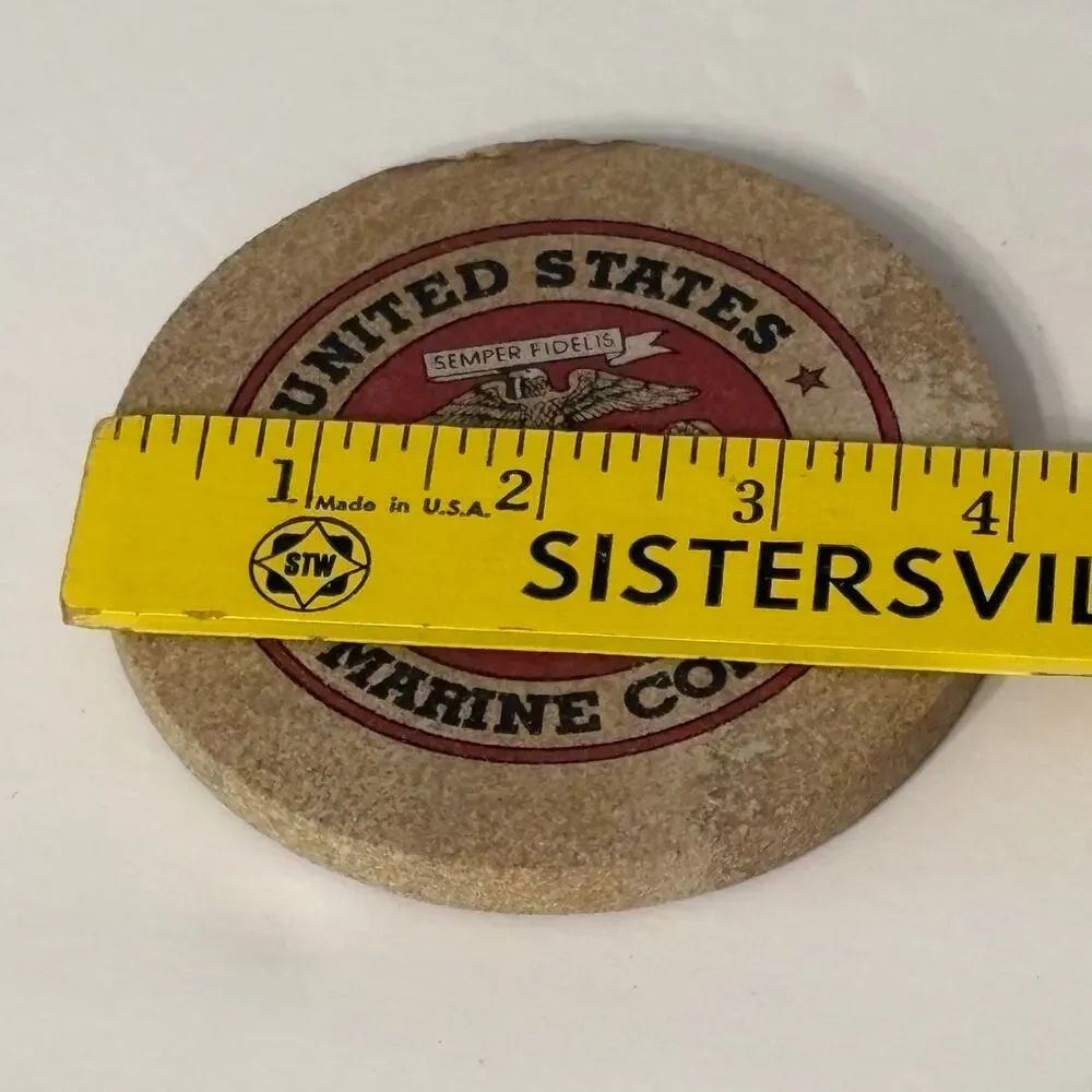 USMC Stone Drink Coasters Set of Two Marine Corps Military Memorabilia